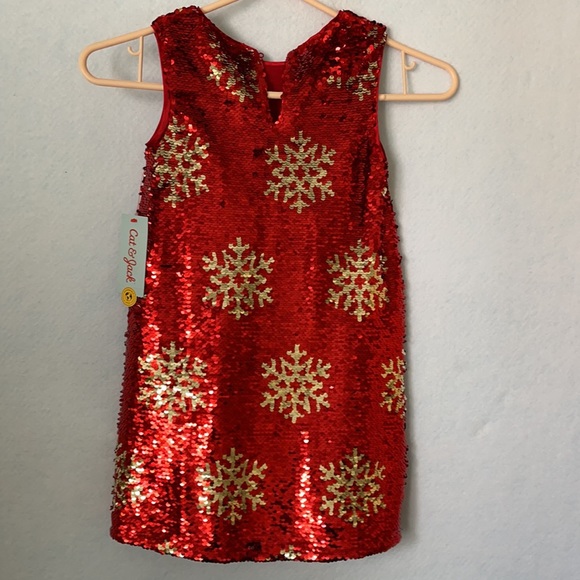 Cat & Jack Reversible Sequin Snowflake Dress - Picture 4 of 12